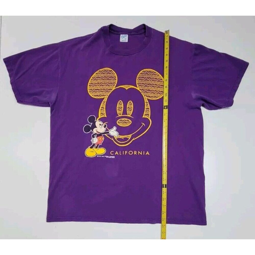 Vintage Mickey Mouse Womens Velva‎ Sheen T-Shirt Purple Short Sleeve Knit USA XL